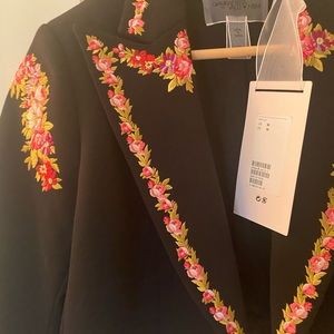 H&M x Giambattista Valli cropped blazer with embroidered flowers